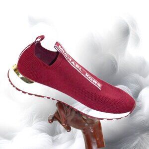 Michael Kors Bodie Maroon Slip-On Wedge Trainer Style, Size 9